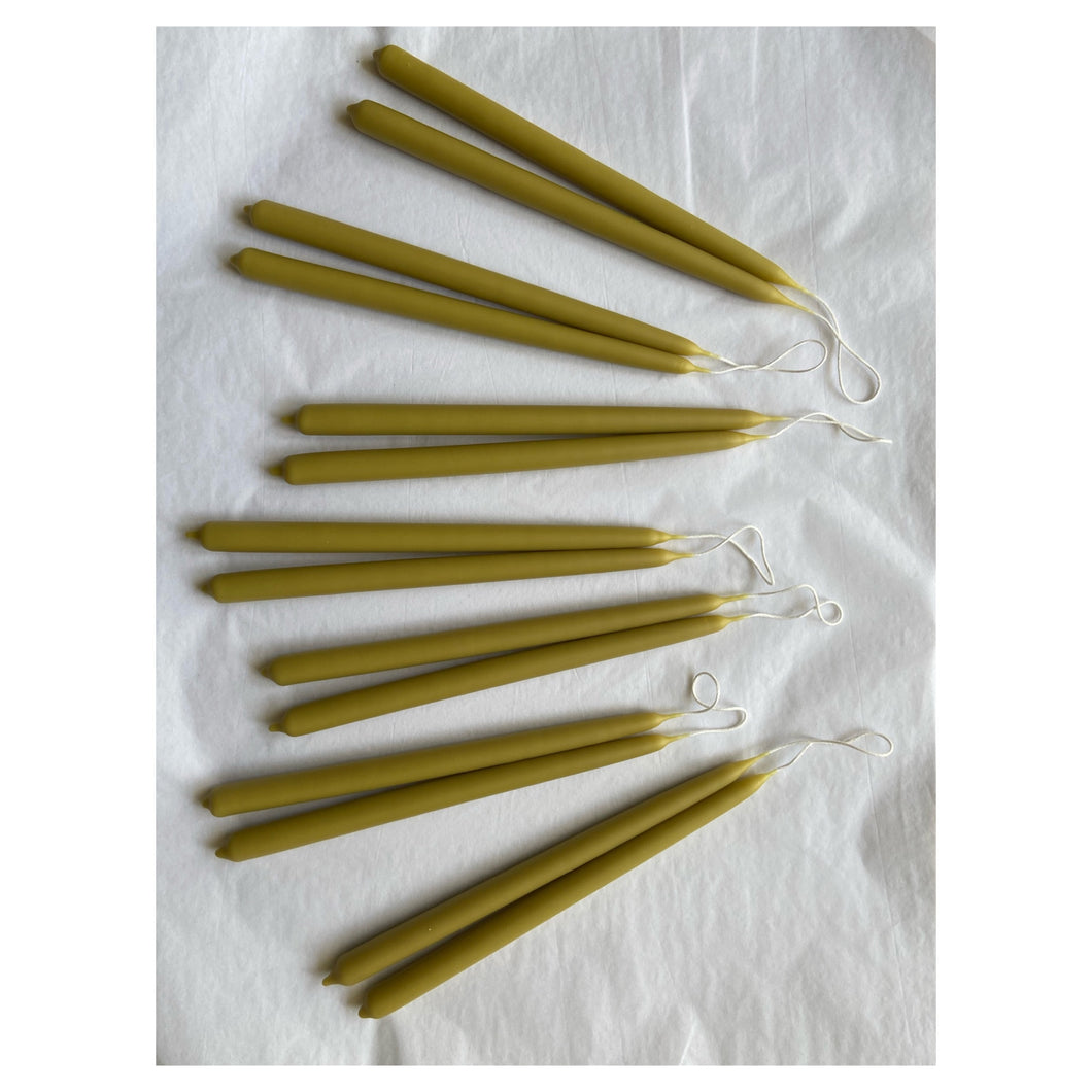 Hand Dipped Sussex Beeswax Slim Candles - Nettle